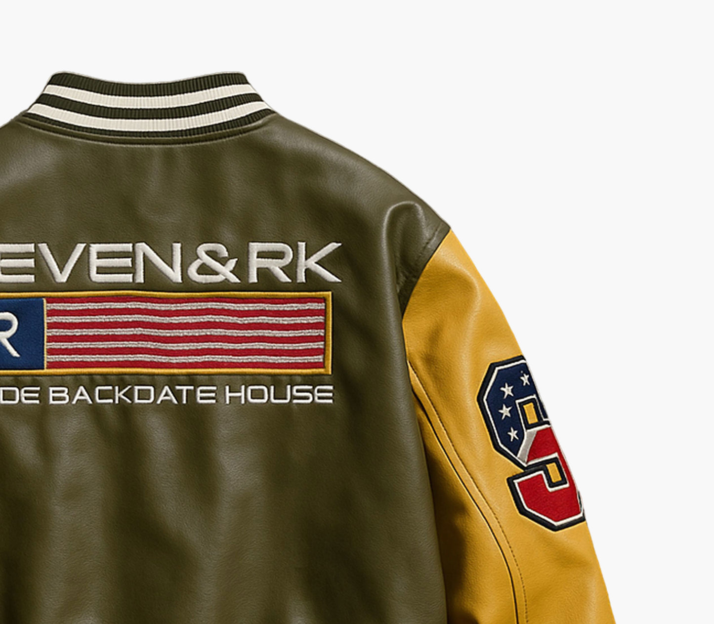 Men’s PU Leather Jacket – Vintage Varsity Bomber Coat