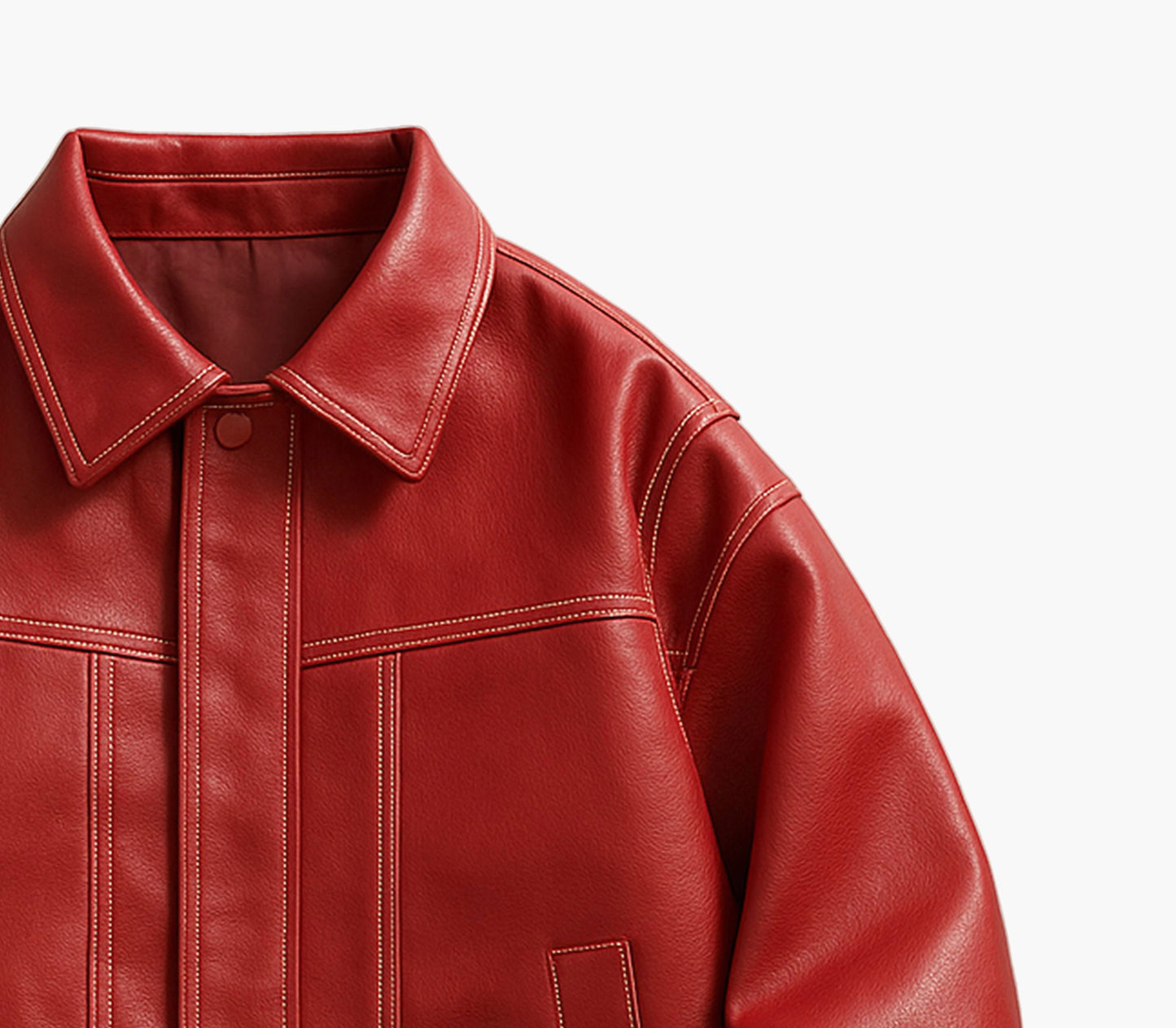 Men’s PU Motorcycle Jacket – Zip-Up Turn-Collar Outerwear