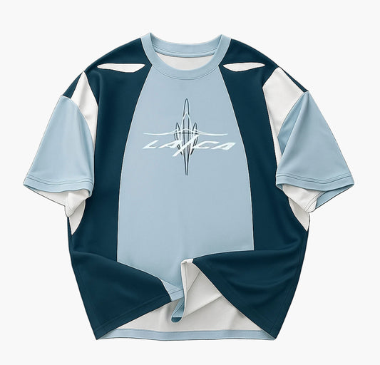 Men’s Contrast Color Block Graphic T-Shirt – Casual Short Sleeve