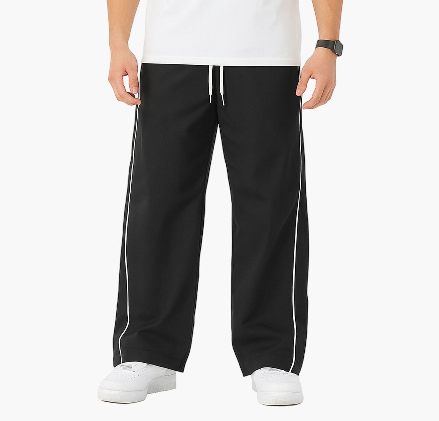 Men’s Black & Gold Jogger Pants – Loose Fit Drawstring Trousers for Casual Wear