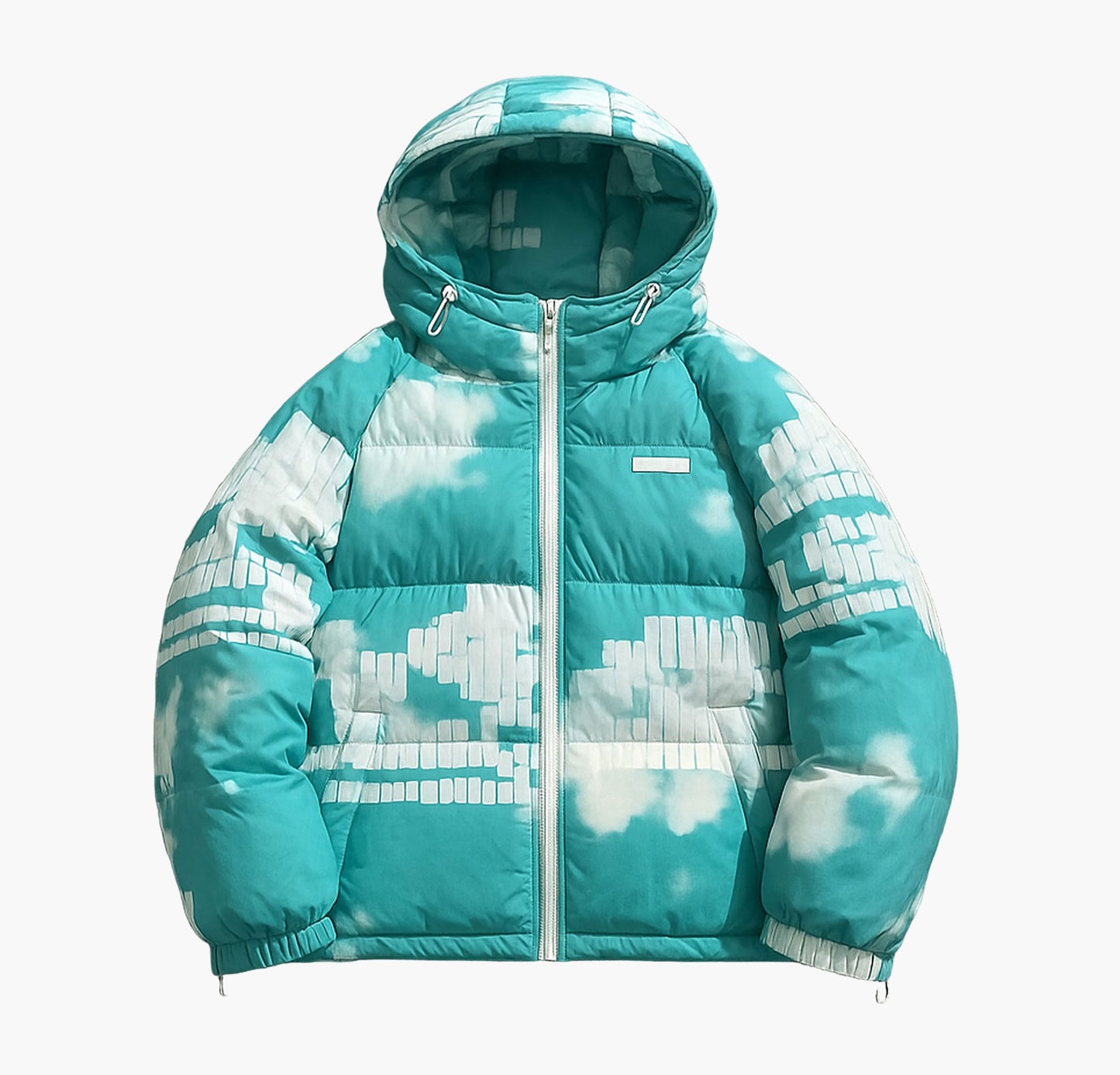 Men’s Casual Hooded Down Jacket – Alphabet Print Warm Puffer Coat