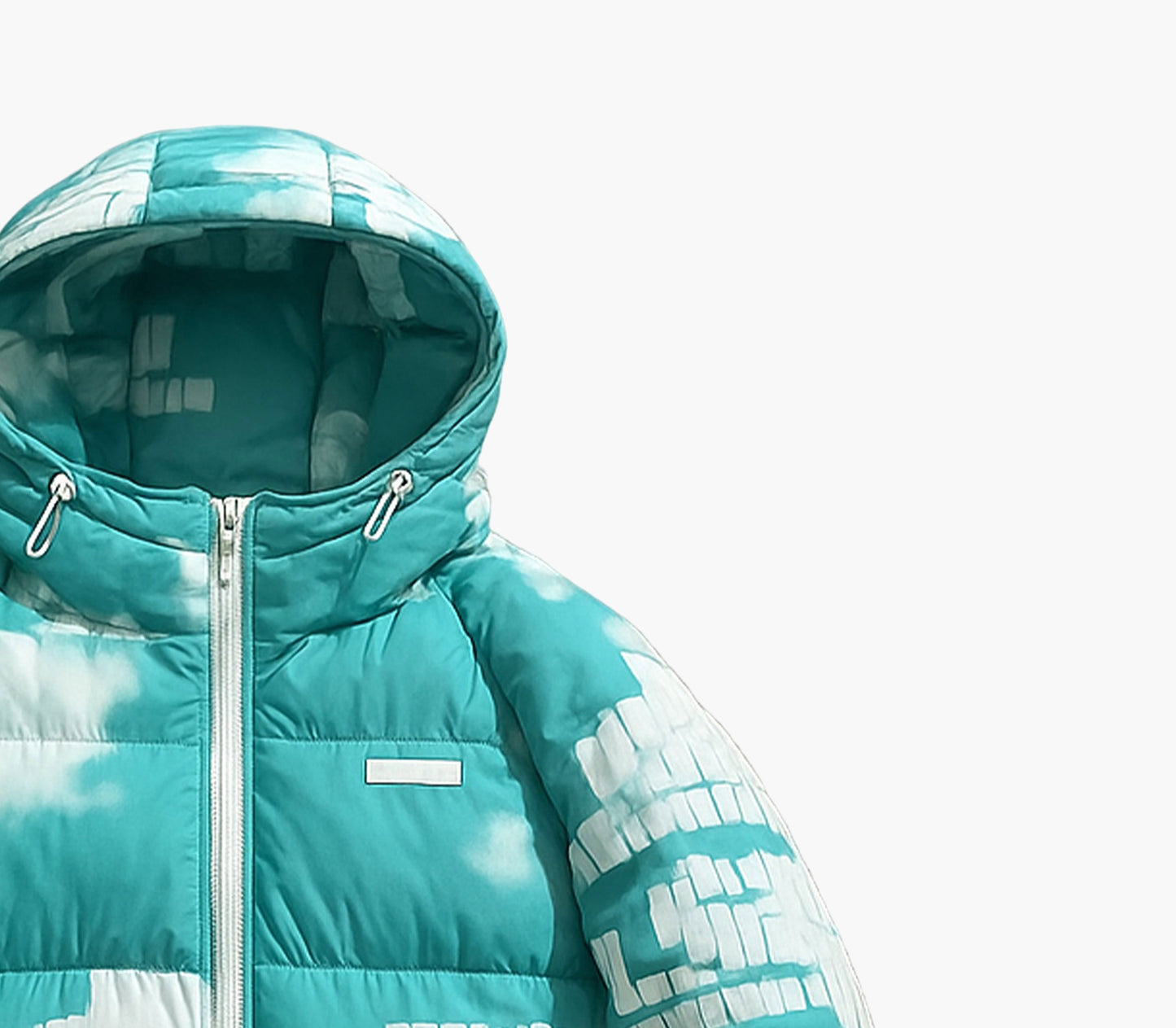 Men’s Casual Hooded Down Jacket – Alphabet Print Warm Puffer Coat