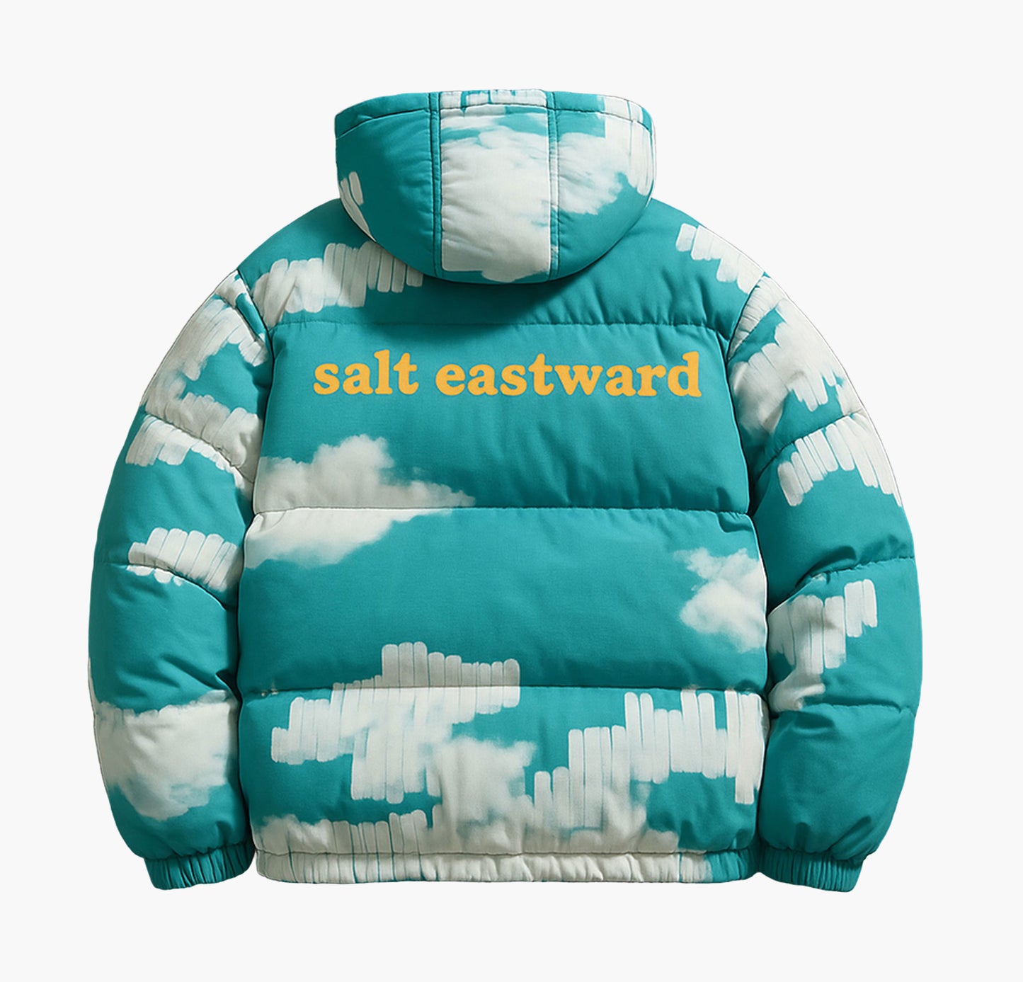 Men’s Casual Hooded Down Jacket – Alphabet Print Warm Puffer Coat