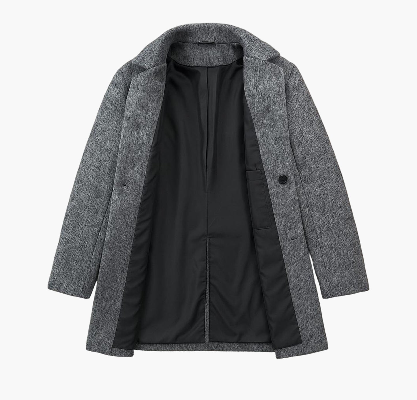 Men’s Tweed Overcoat – Classic Lapel Winter Jacket