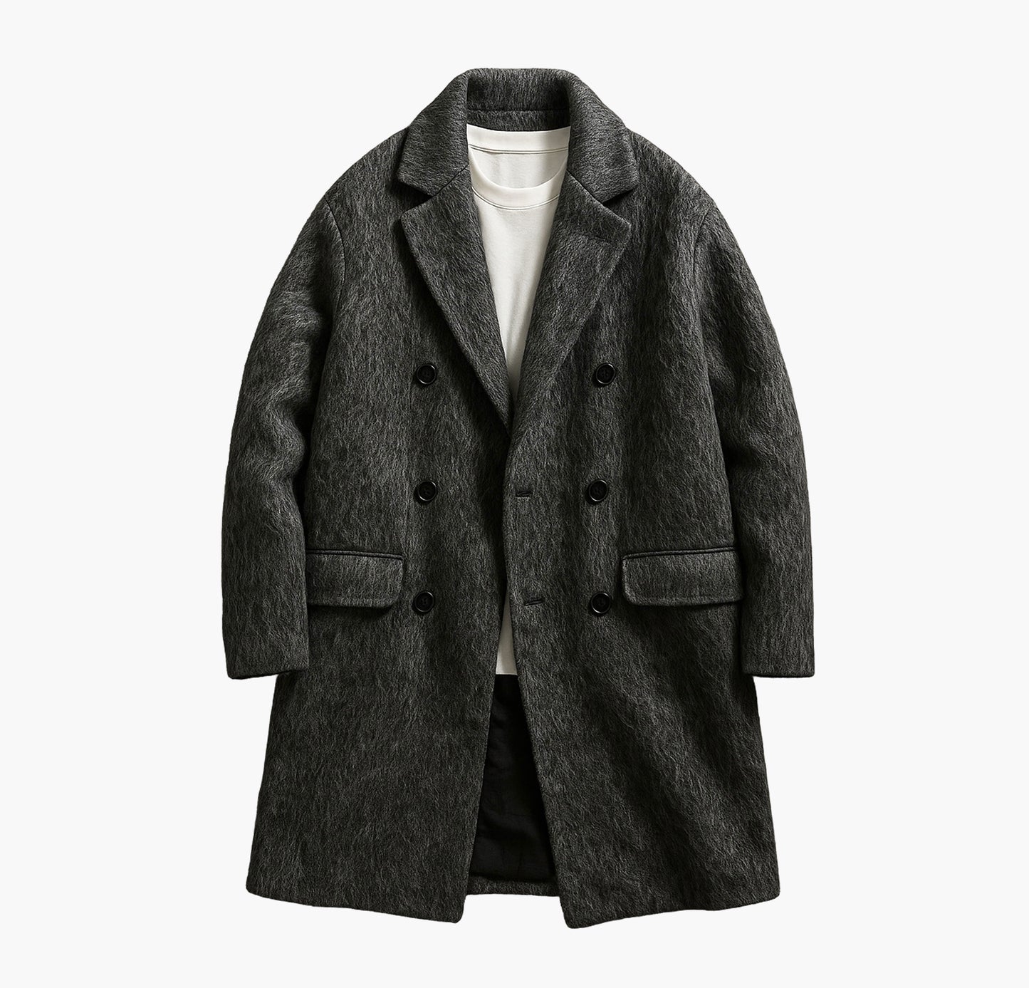 Men’s Tweed Overcoat – Classic Lapel Winter Jacket