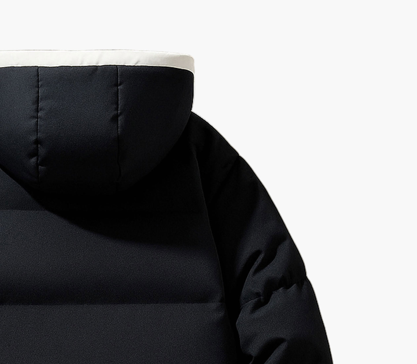 Men’s Hooded Winter Jacket – White & Black Zip-Up Coat with Insulated Fill