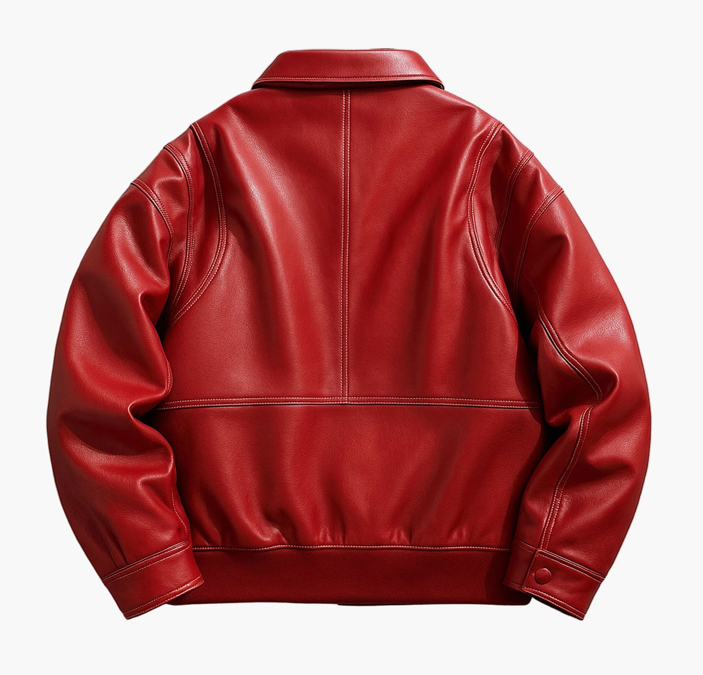 Men’s PU Motorcycle Jacket – Zip-Up Turn-Collar Outerwear