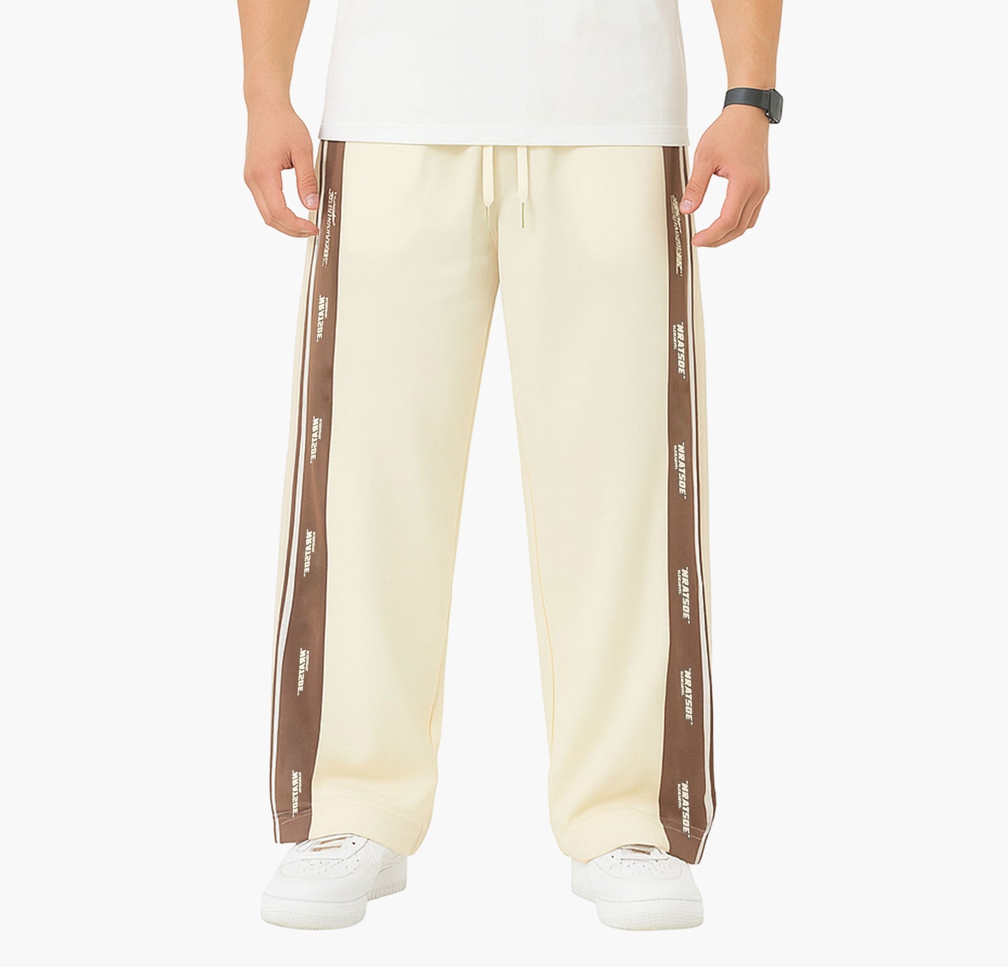 Men’s Printed Jogger Pants – Straight-Leg Striped Trousers with Elastic Cuffs