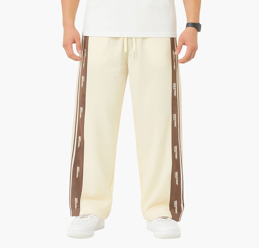 Men’s Printed Jogger Pants – Straight-Leg Striped Trousers with Elastic Cuffs