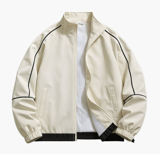 Men’s & Unisex Color Block Jacket – Striped Zip-Up with Ribbed Cuffs