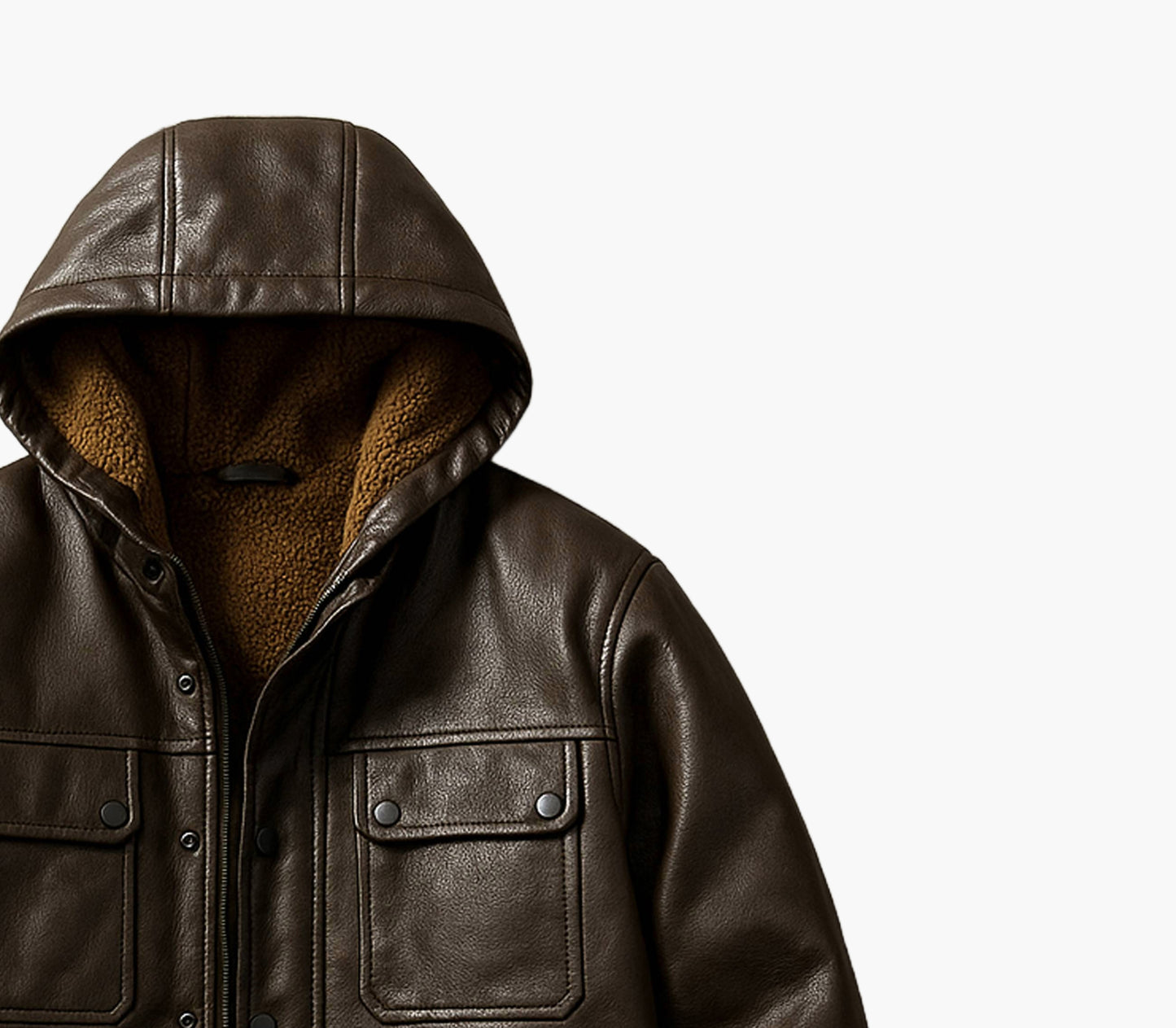 Men’s PU Leather Motorcycle Jacket – Heavy-Duty Hooded Winter Coat