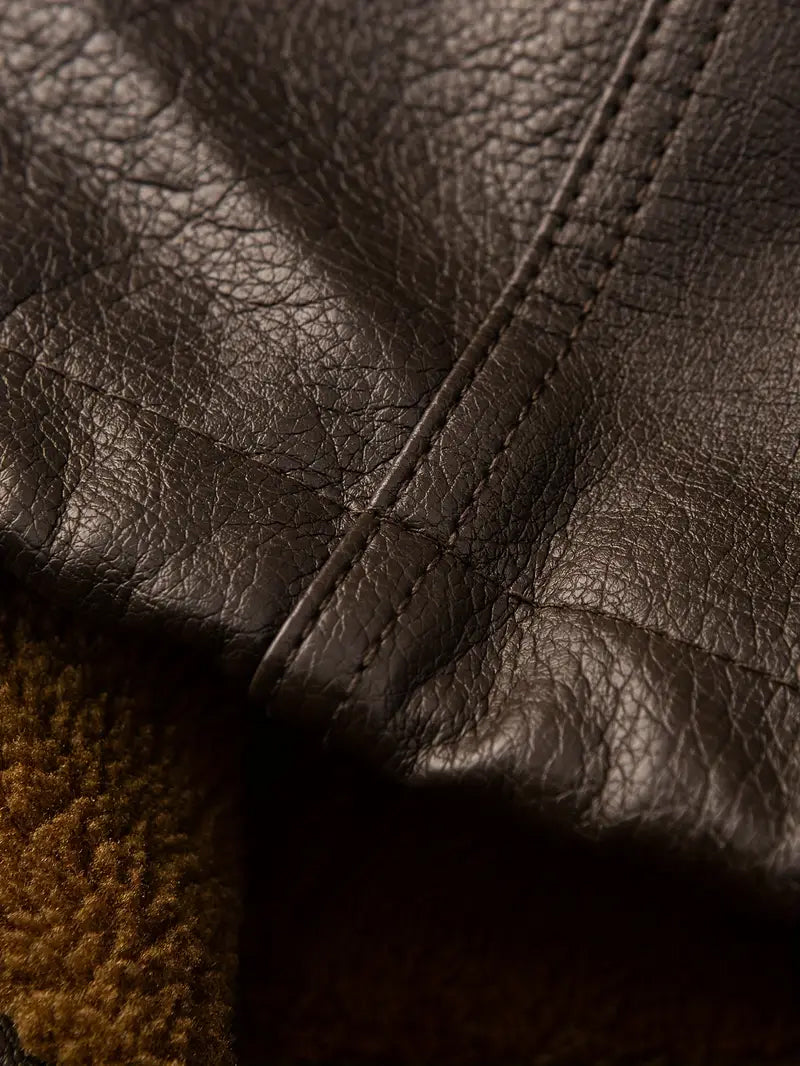 Men’s PU Leather Motorcycle Jacket – Heavy-Duty Hooded Winter Coat