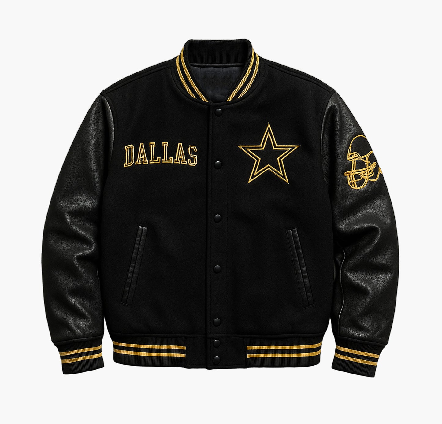 Men’s Varsity Jacket – Golden Sleeve Letterman Coat