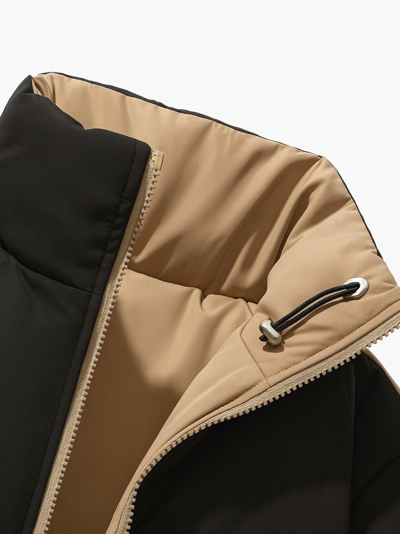 Men’s Reversible Half-Zip Jacket – Slim-Fit Windproof Winter Coat