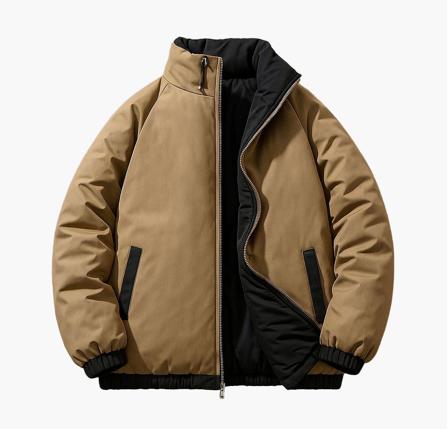 Men’s Reversible Half-Zip Jacket – Slim-Fit Windproof Winter Coat