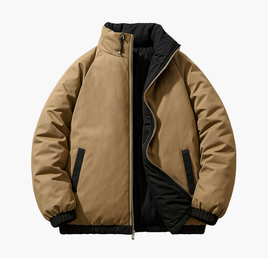 Men’s Reversible Half-Zip Jacket – Slim-Fit Windproof Winter Coat