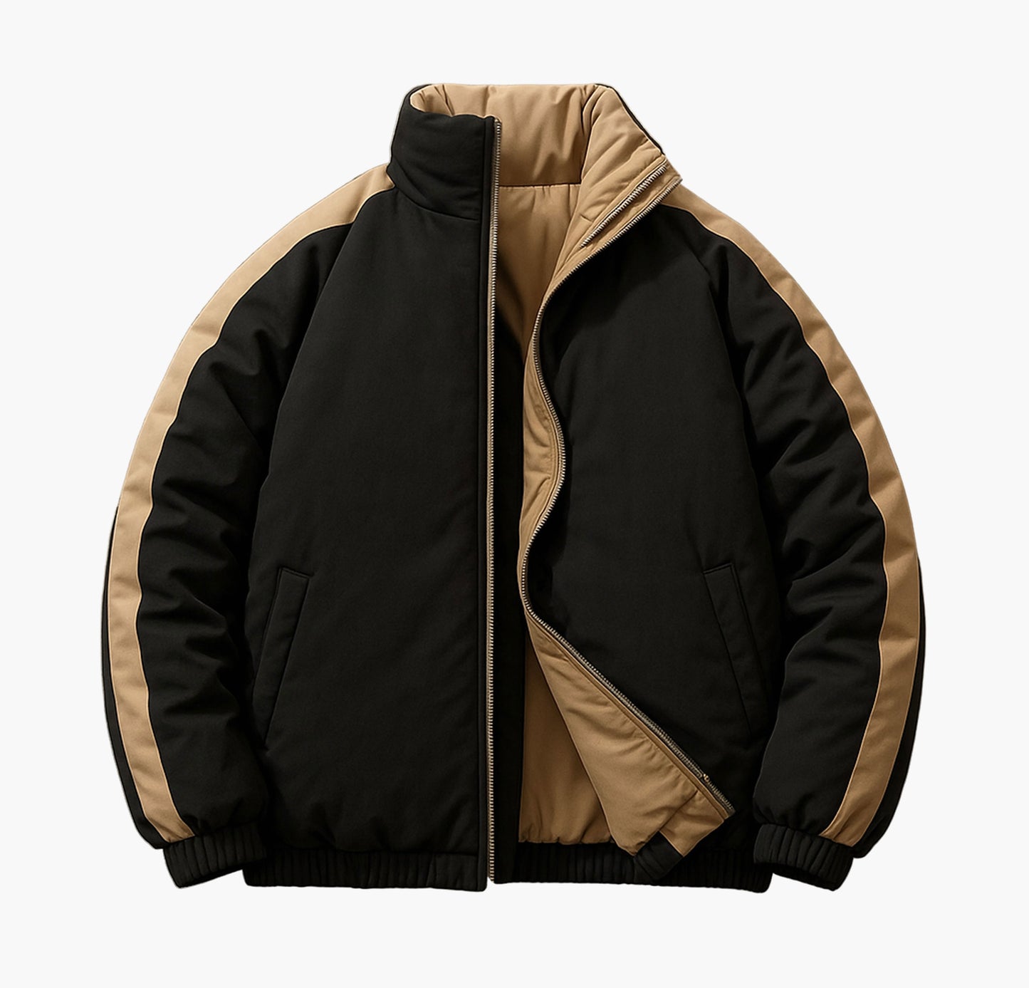 Men’s Reversible Half-Zip Jacket – Slim-Fit Windproof Winter Coat