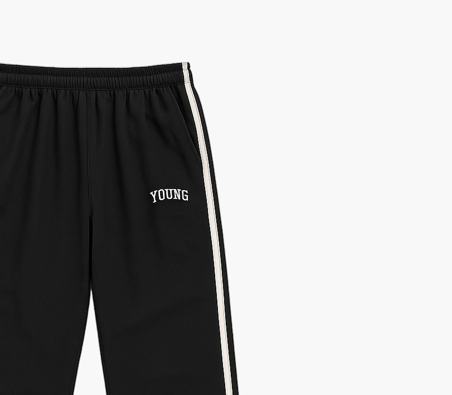 Men’s Oversized Athletic Joggers – Black Heavyweight Pants with White Stripe & Pockets