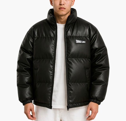 Unisex PU Jacket – Short-Length Winter Zip-Up Outerwear