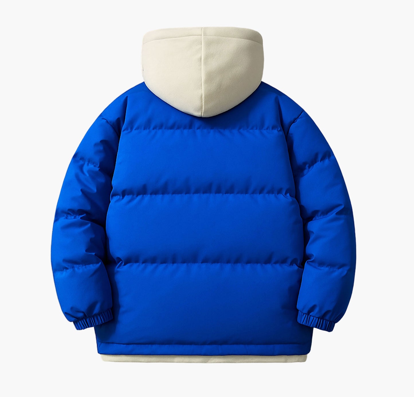 Men’s Half-Zip Hooded Winter Jacket – Color-Block Insulated Outdoor Coat