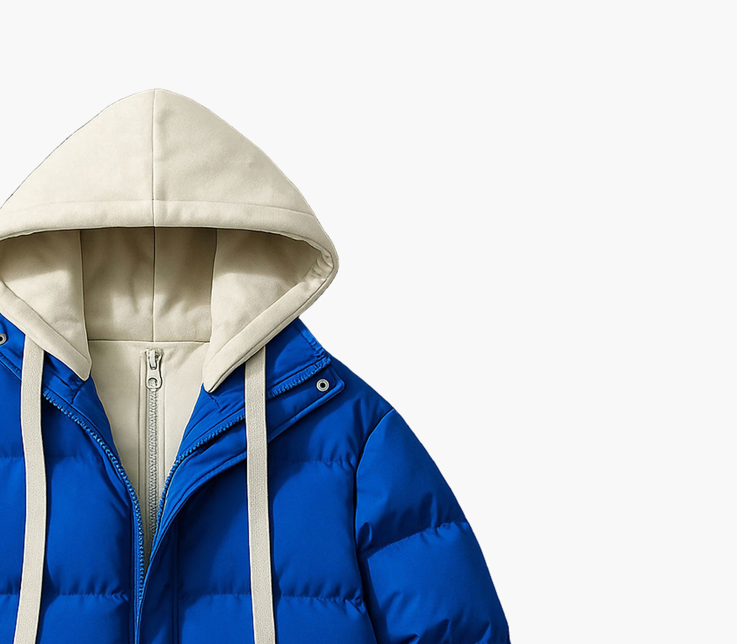 Men’s Half-Zip Hooded Winter Jacket – Color-Block Insulated Outdoor Coat