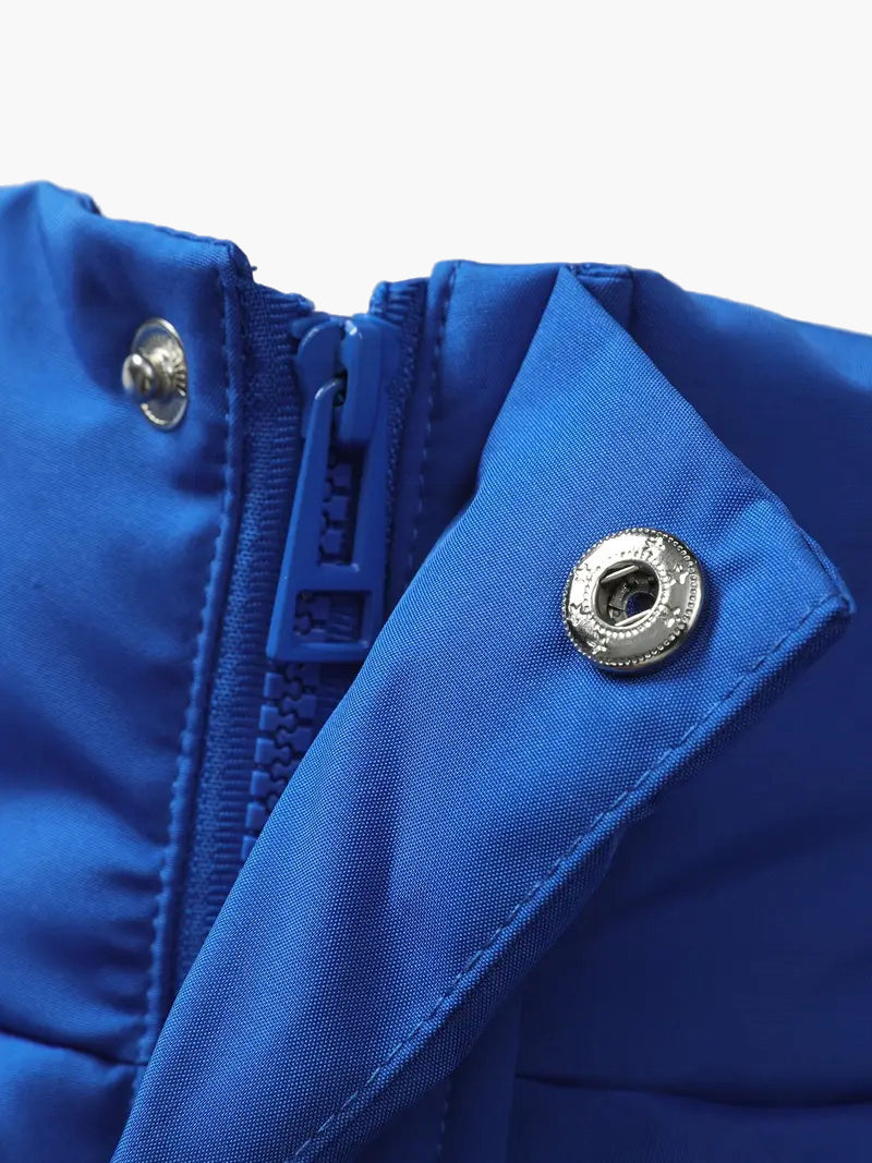 Men’s Half-Zip Hooded Winter Jacket – Color-Block Insulated Outdoor Coat