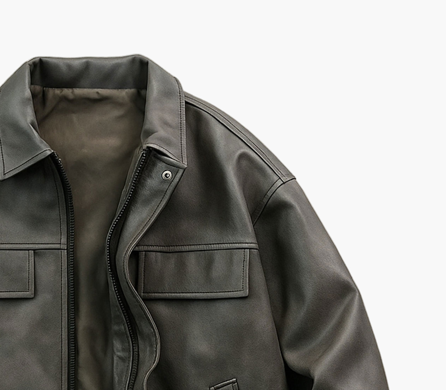 Men’s Casual Motorcycle Jacket – Softshell PU-Textured Outerwear