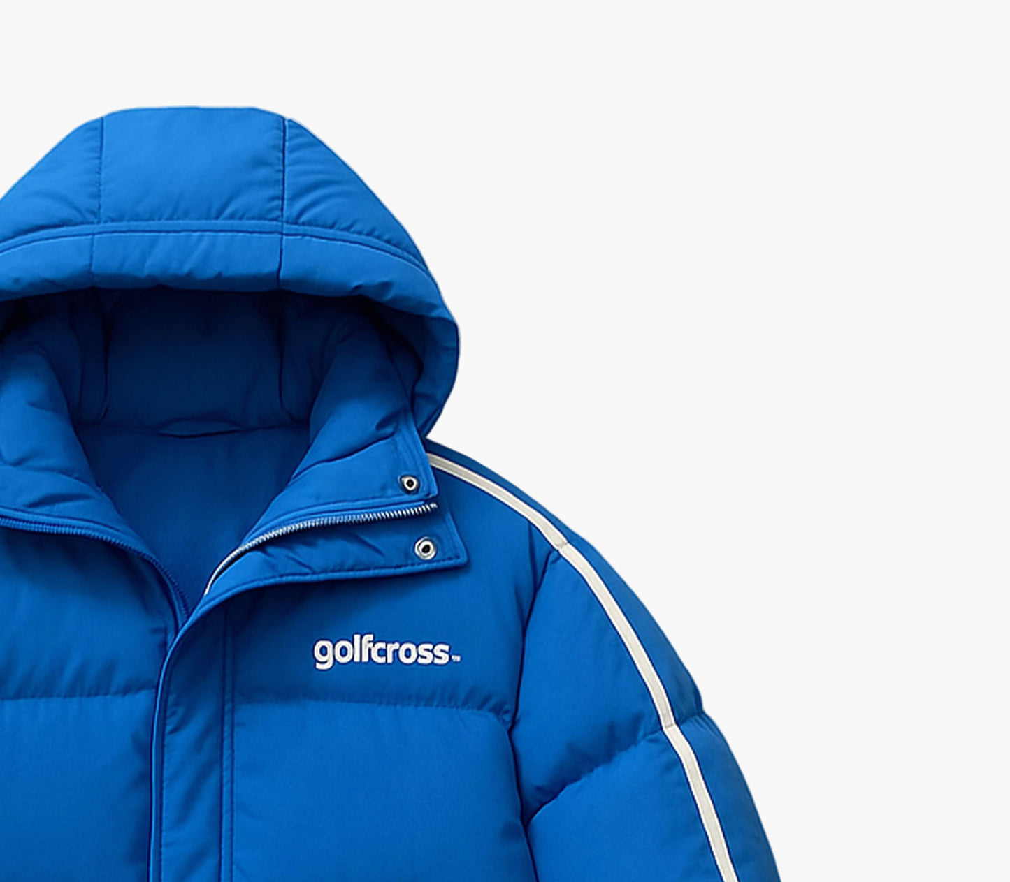 Men’s Heavy-Duty Winter Hooded Jacket – Blue & White Striped Full-Zip Coat