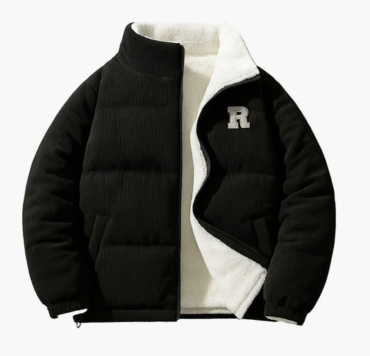 Men’s Reversible Winter Jacket – Heavy-Duty Navy & White Colorblock Coat
