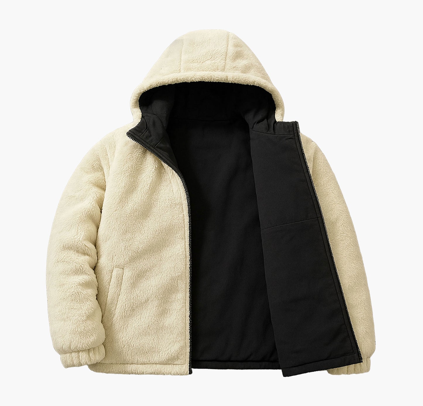 Men’s Reversible Hooded Jacket – Insulated Fleece Sports Coat