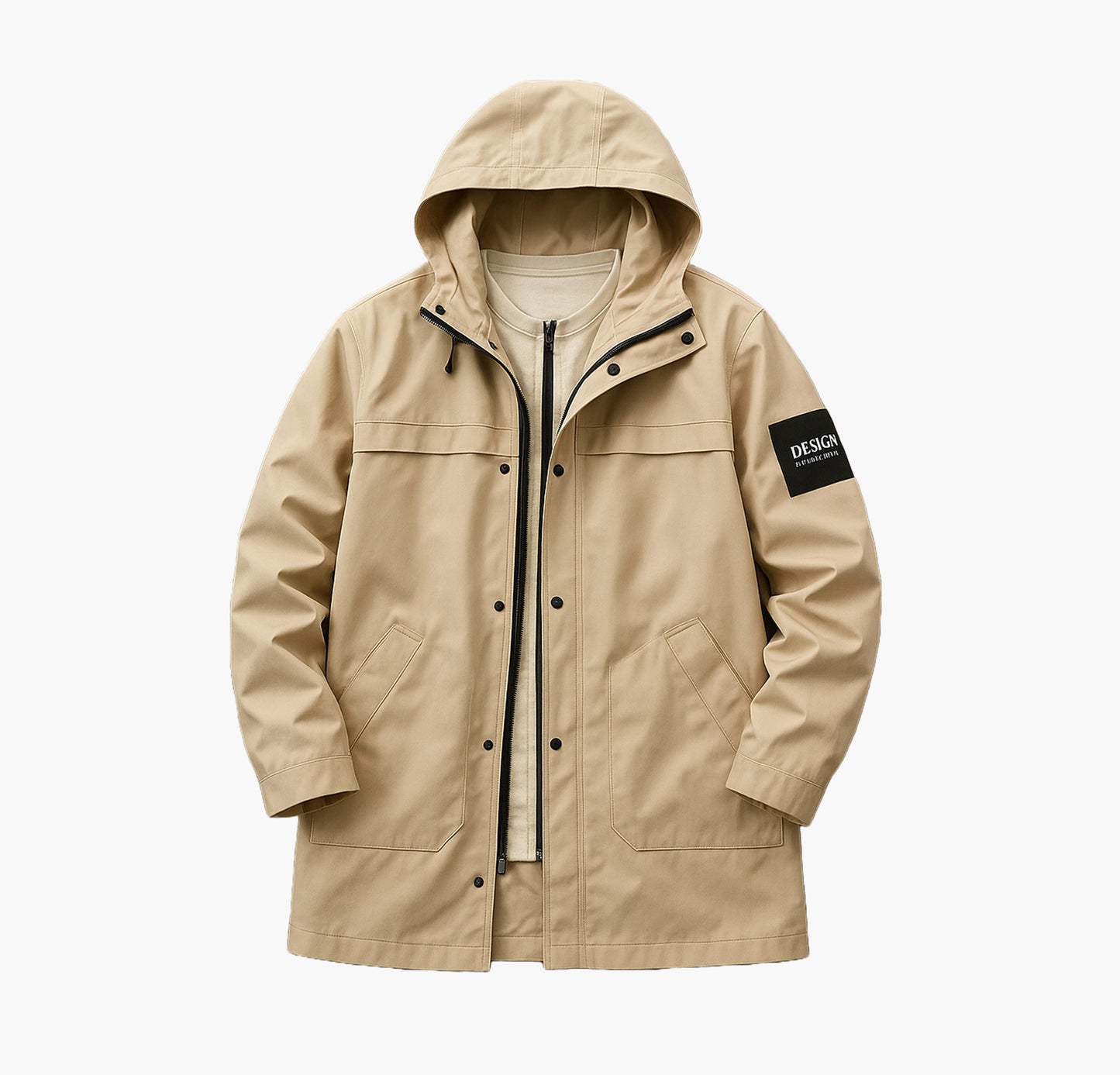 Men’s Hooded Windbreaker Jacket – Heavy-Duty Full-Length Coat