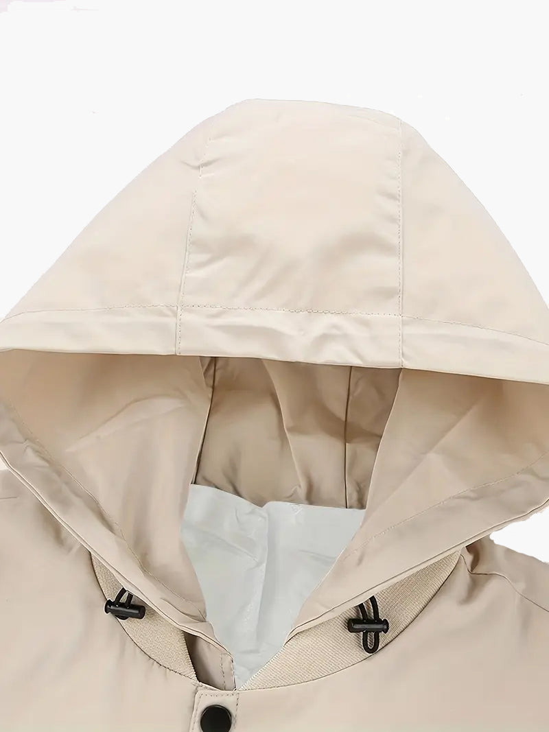 Men’s Hooded Windbreaker Jacket – Heavy-Duty Full-Length Coat