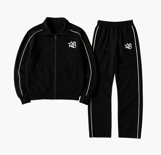 Men’s Stand Collar Sports Set – Zip-Up Color Block Tracksuit