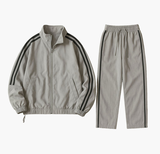 Men’s Striped Sportswear Set – Zip-Up Jacket & Pants