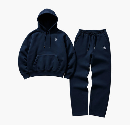 Men’s Hooded Zip-Up Sweat Set – Embroidered Two-Piece Outfit