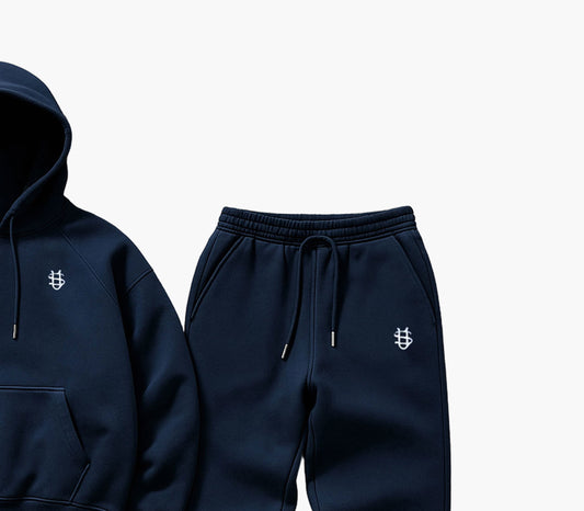 Men’s Hooded Zip-Up Sweat Set – Embroidered Two-Piece Outfit