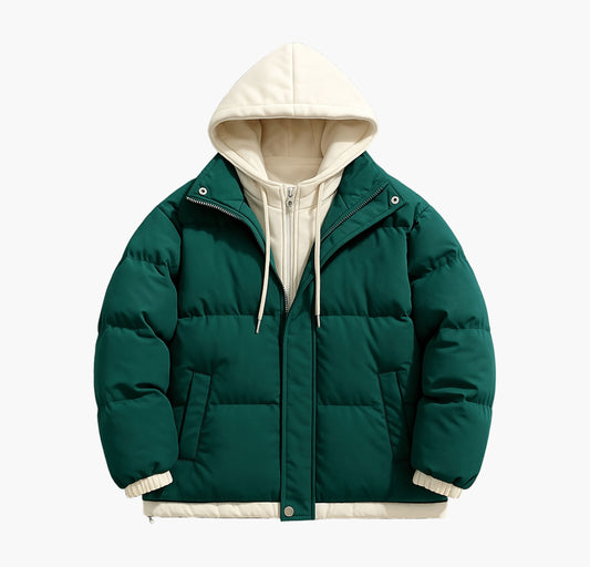 Men’s Heavy-Duty Hooded Winter Jacket – Full-Zip Insulated Outdoor Coat