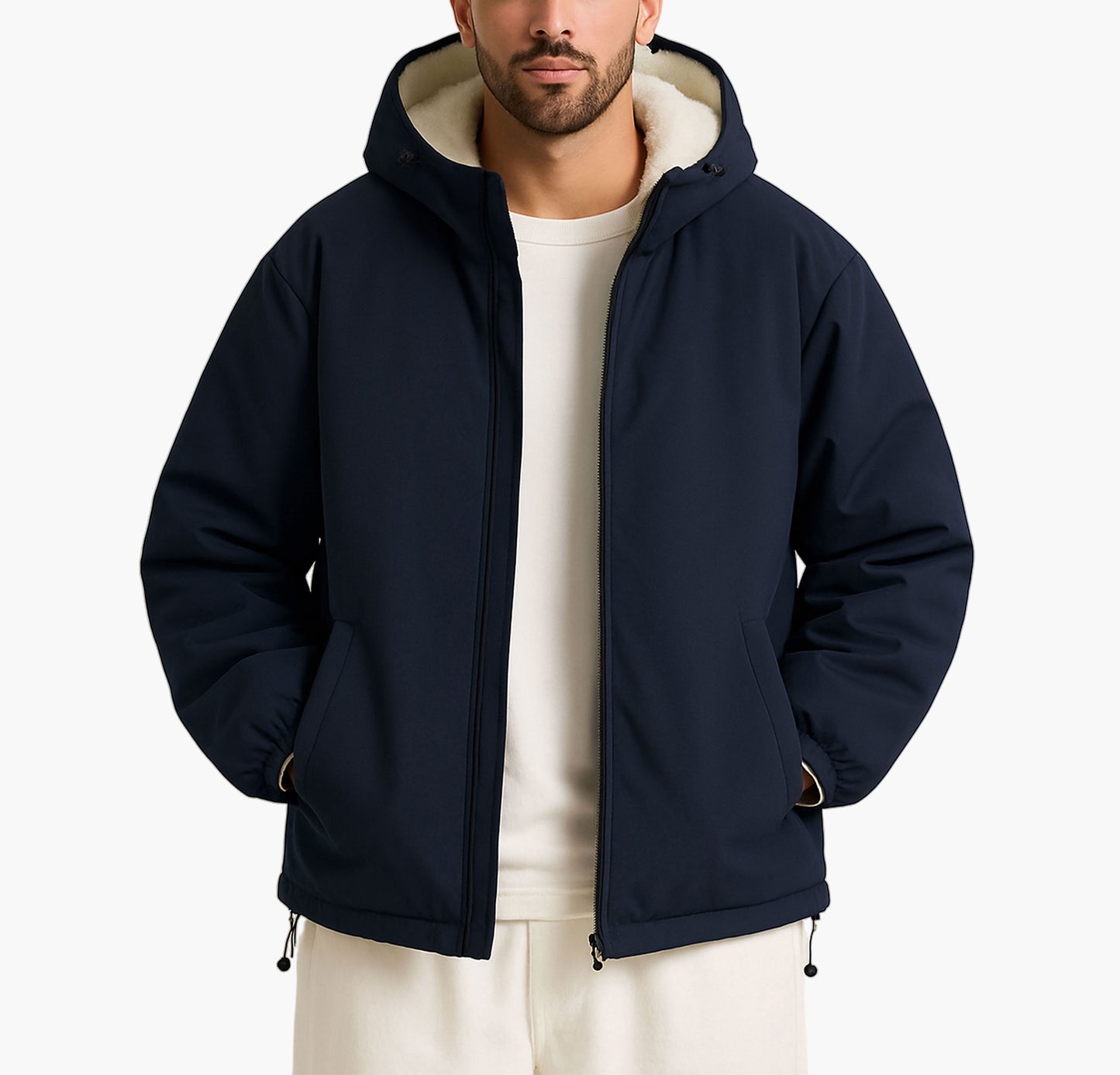 Unisex Reversible Winter Jacket – White & Mint Green Hooded Colorblock Coat