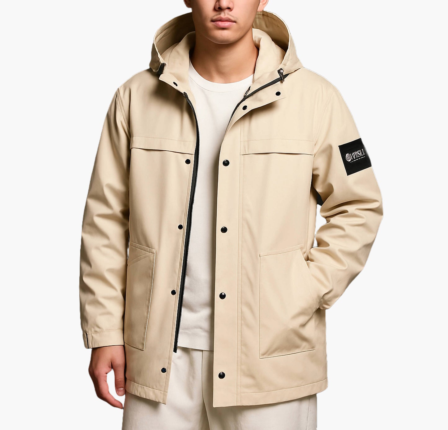 Men’s Hooded Windbreaker Jacket – Heavy-Duty Full-Length Coat