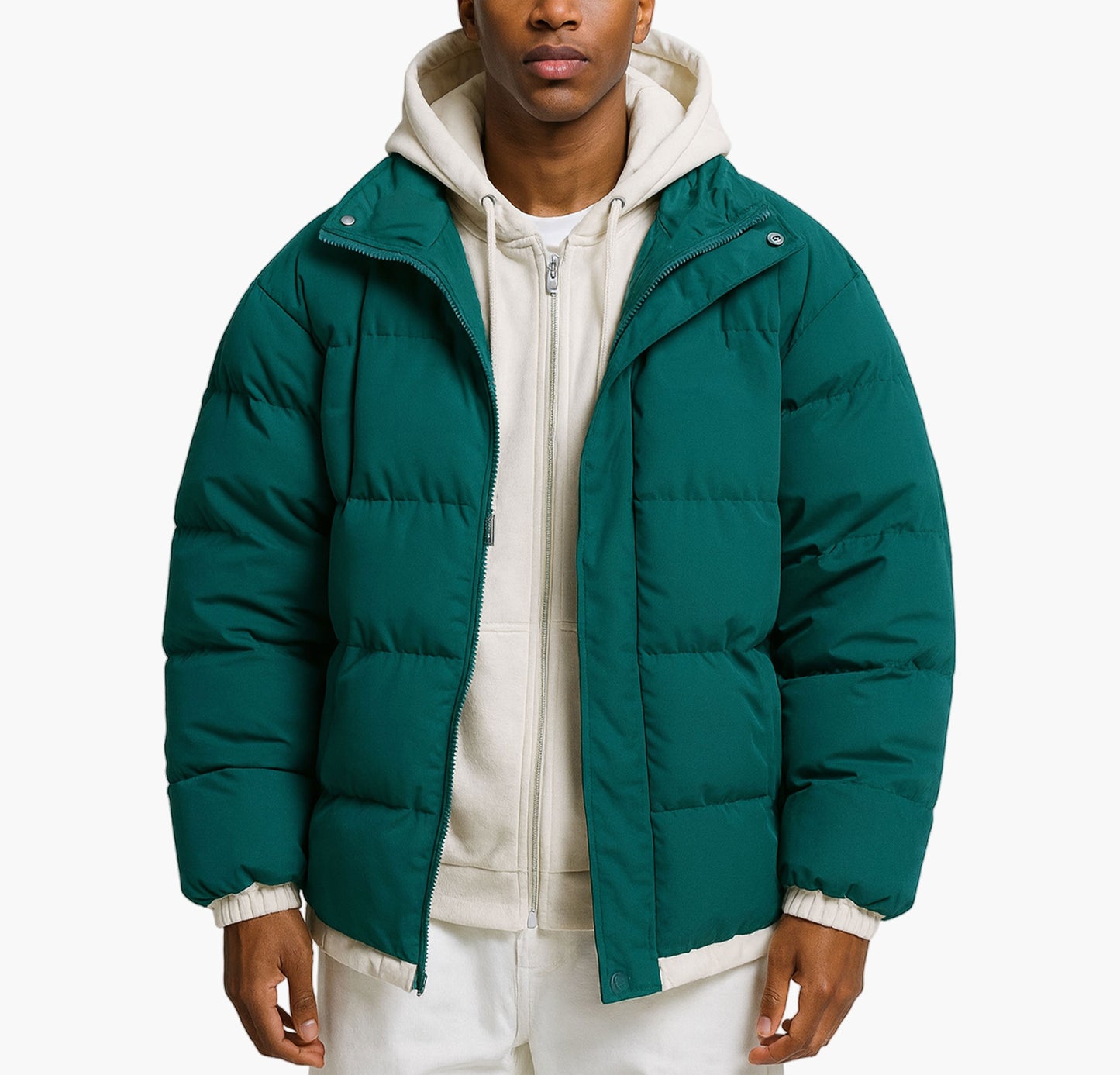 Men’s Heavy-Duty Hooded Winter Jacket – Full-Zip Insulated Outdoor Coat