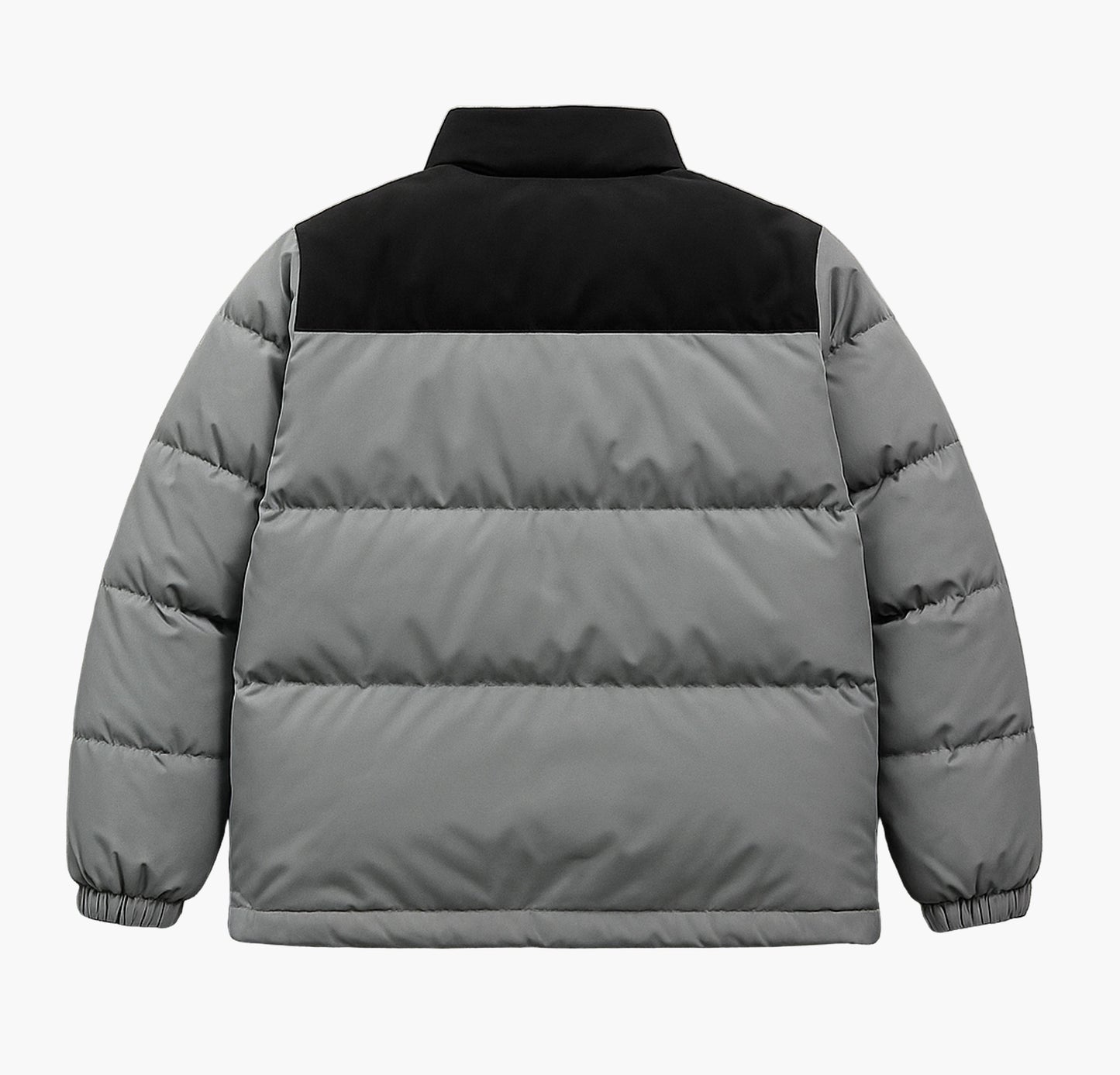 Unisex Trendy Cross-Pattern Padded Coat – Color-Block Highstreet Winter Jacket