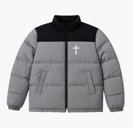 Unisex Trendy Cross-Pattern Padded Coat – Color-Block Highstreet Winter Jacket