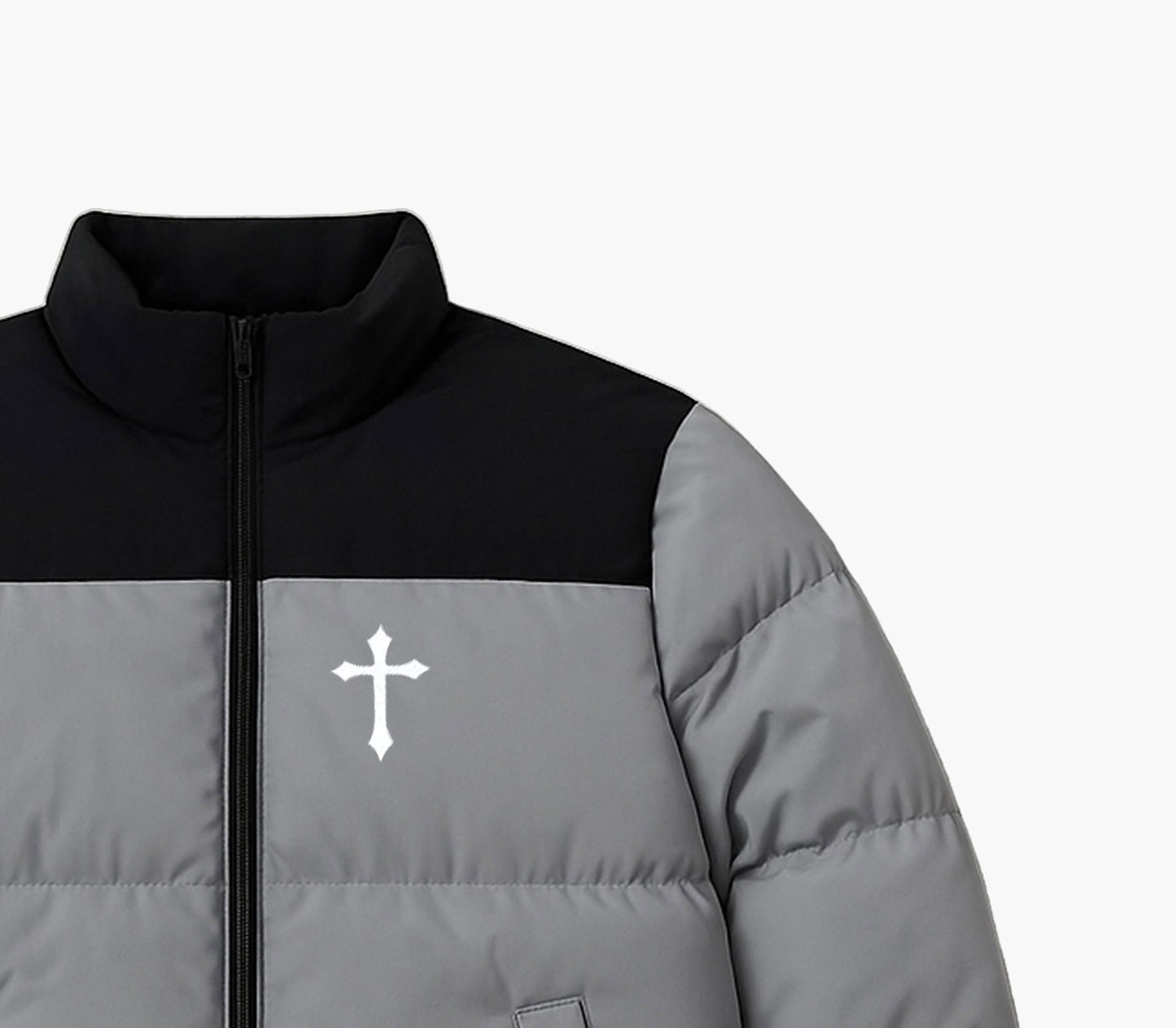 Unisex Trendy Cross-Pattern Padded Coat – Color-Block Highstreet Winter Jacket