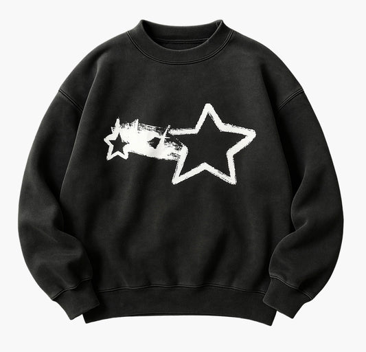 Women’s Vintage Star Print Sweatshirt – Oversized Retro Pullover