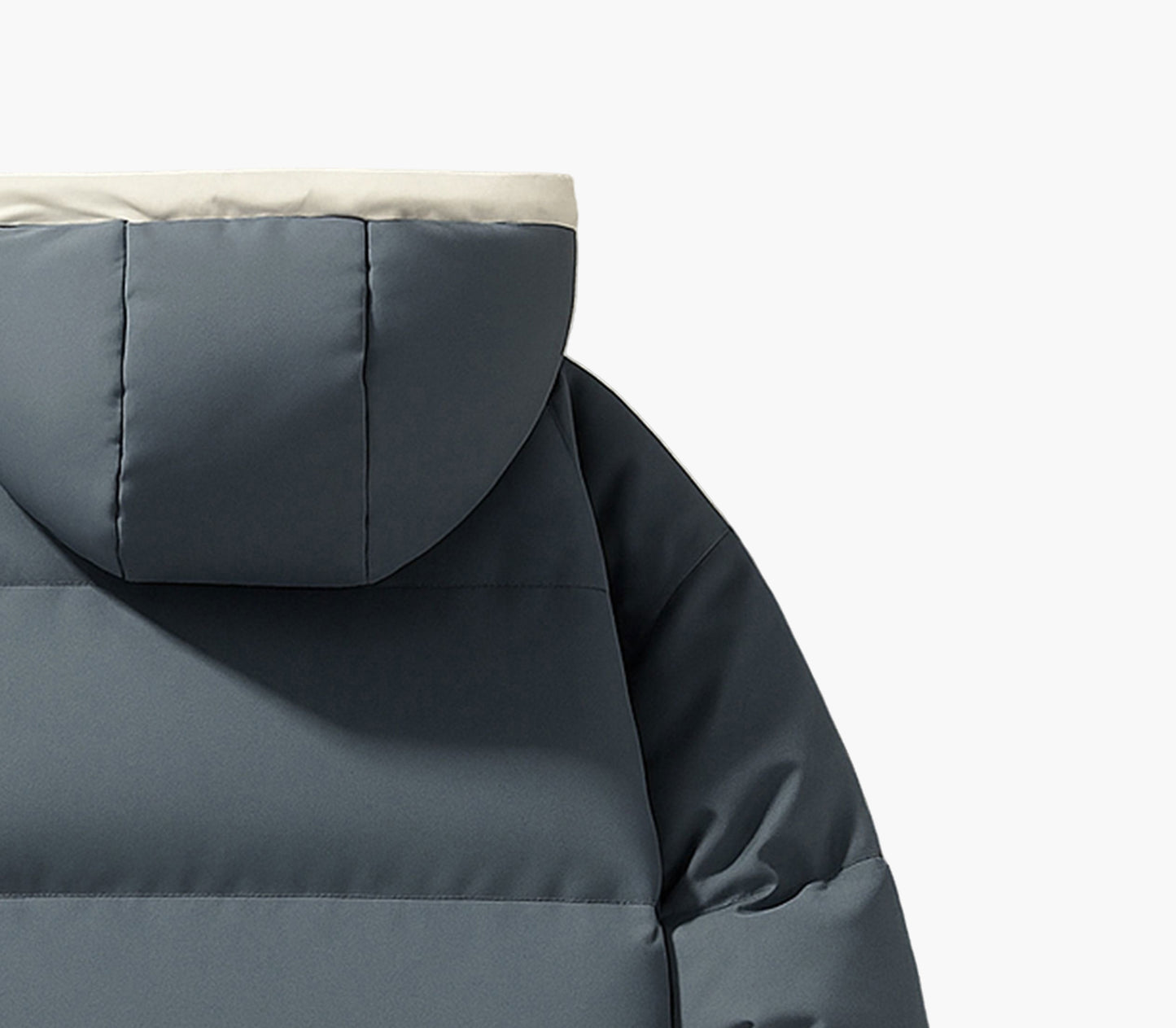 Men’s White & Black Hooded Winter Jacket – Full-Zip Warm Coat with Pockets