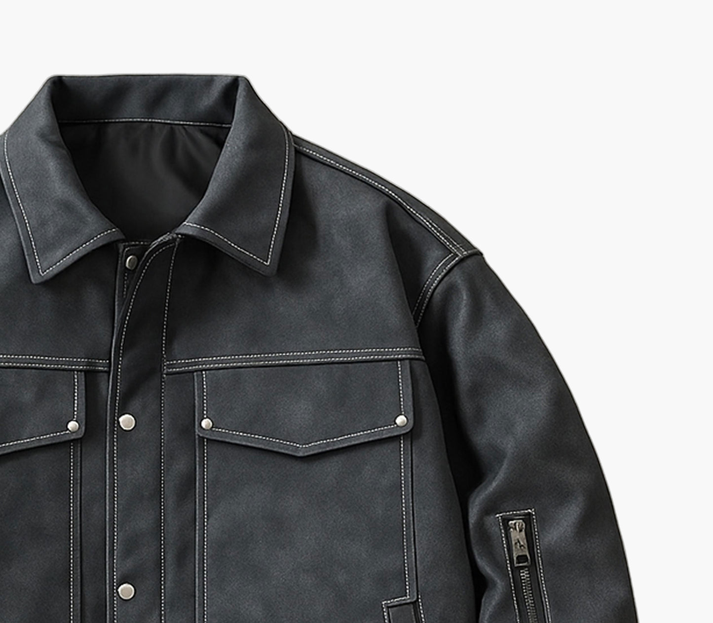 Men’s Gothic Streetwear Jacket – Full-Zip Biker Style Outerwear