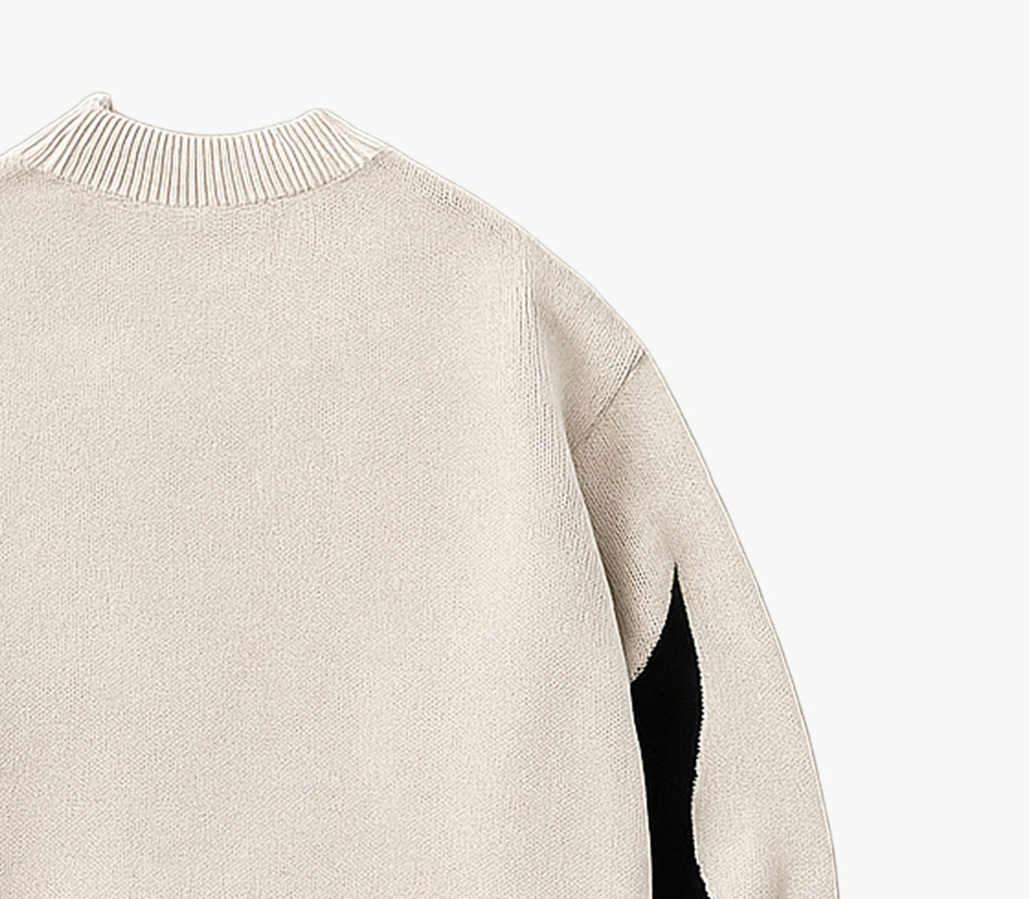 Men’s Casual Graphic Print Knit Sweater – Black & White Abstract Design Pullover