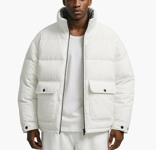 Men’s Insulated Winter Jacket – Zip-Up Stand Collar Coat