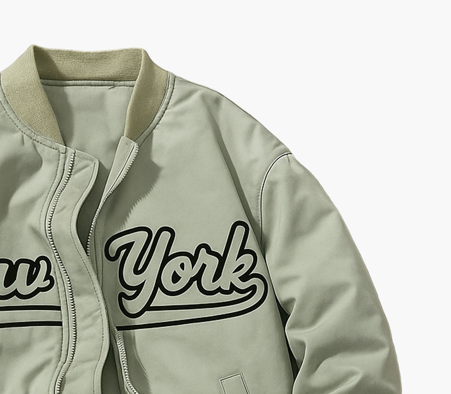 Men’s Black Baseball Jacket – Casual Zip-Up with New York Letter Print