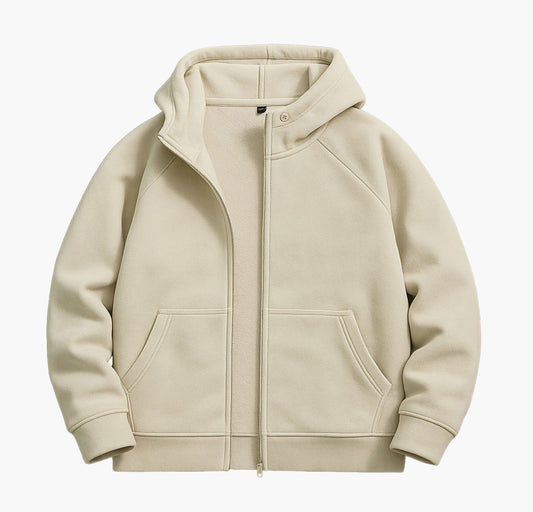 Men’s Heavyweight Hooded Sweatshirt Jacket – Full-Zip Winter Hoodie